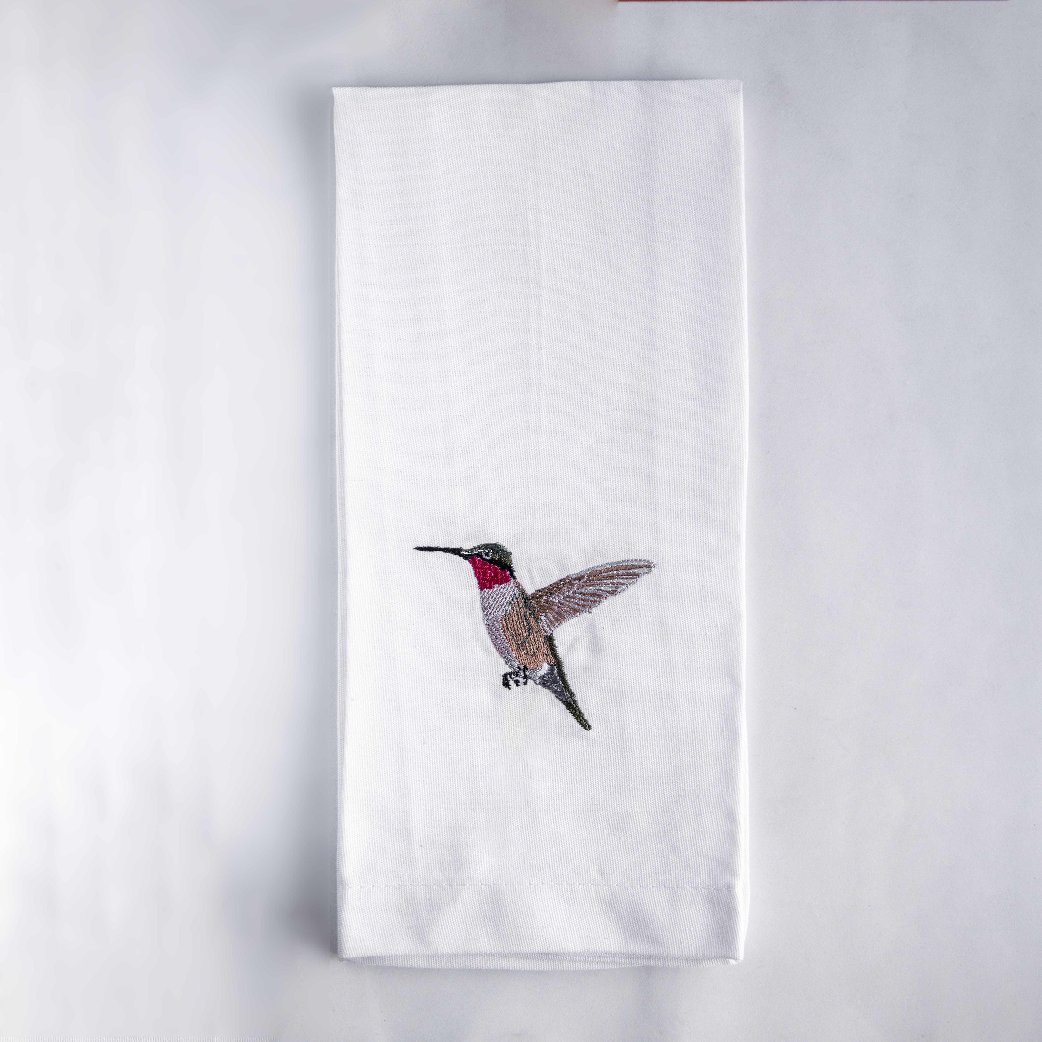100% Cotton Tea Towels with Bird Embroidery - Kitchen Towels