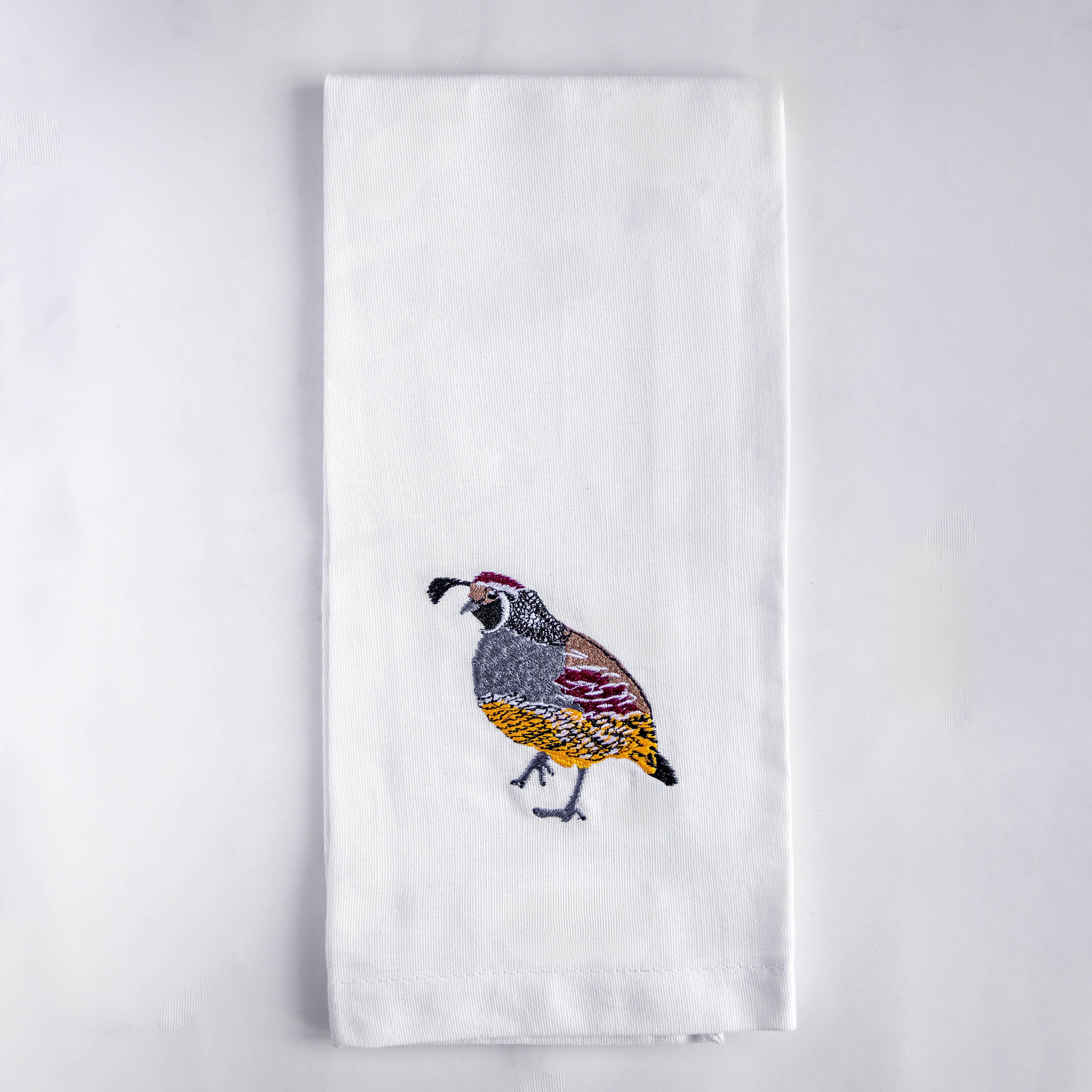 100% Cotton Tea Towels with Bird Embroidery - Kitchen Towels
