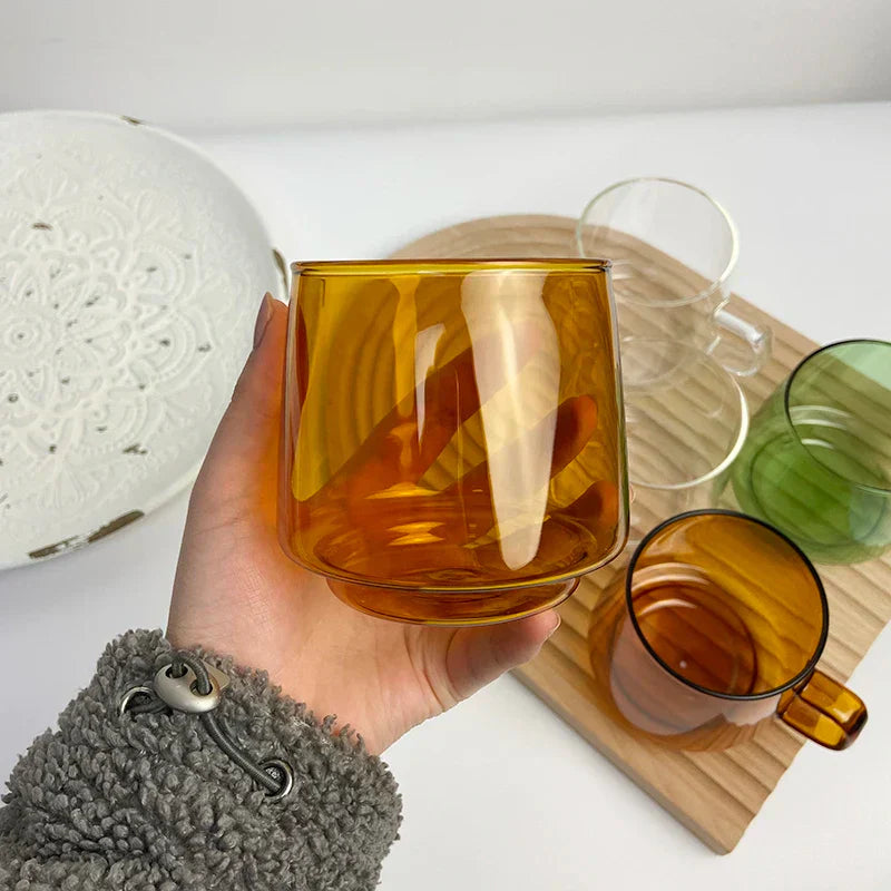 DecorBites™ Glass Coffee Mug: Colorful, Durable, Heat Resistant Cup for Tea, Juice, Milk