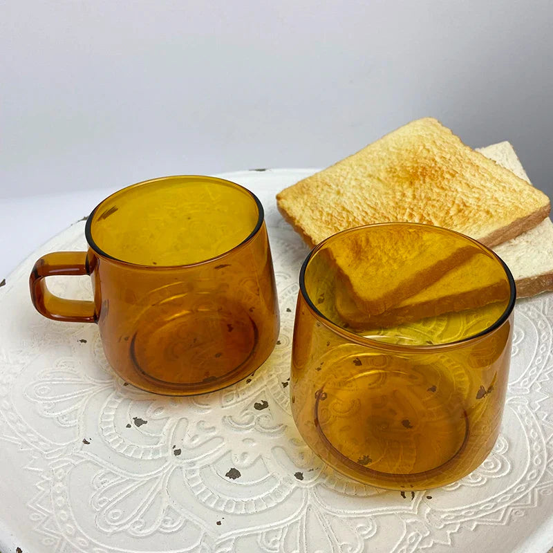 DecorBites™ Glass Coffee Mug: Colorful, Durable, Heat Resistant Cup for Tea, Juice, Milk