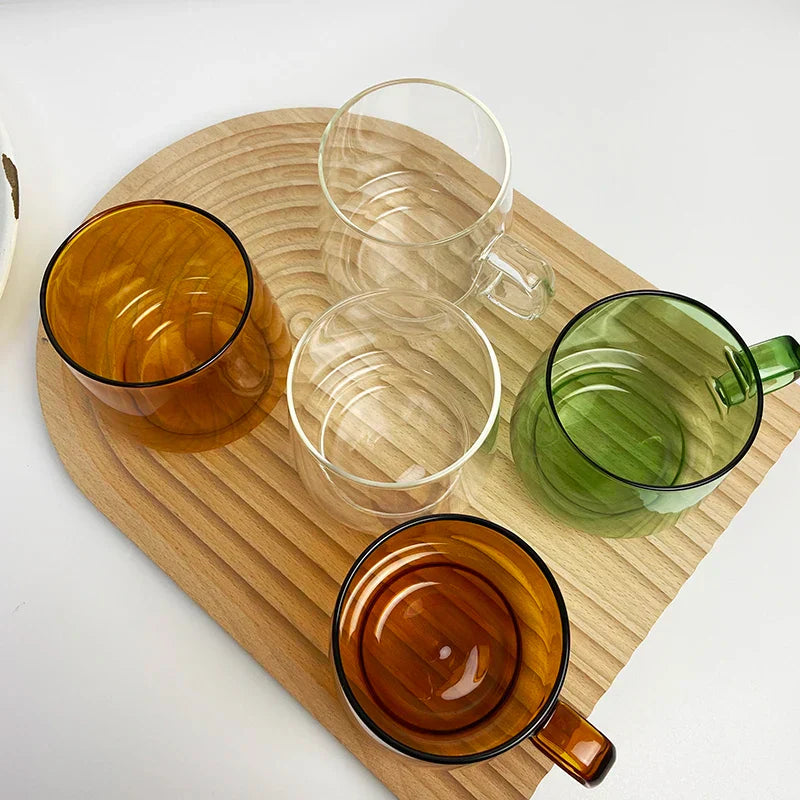 DecorBites™ Glass Coffee Mug: Colorful, Durable, Heat Resistant Cup for Tea, Juice, Milk