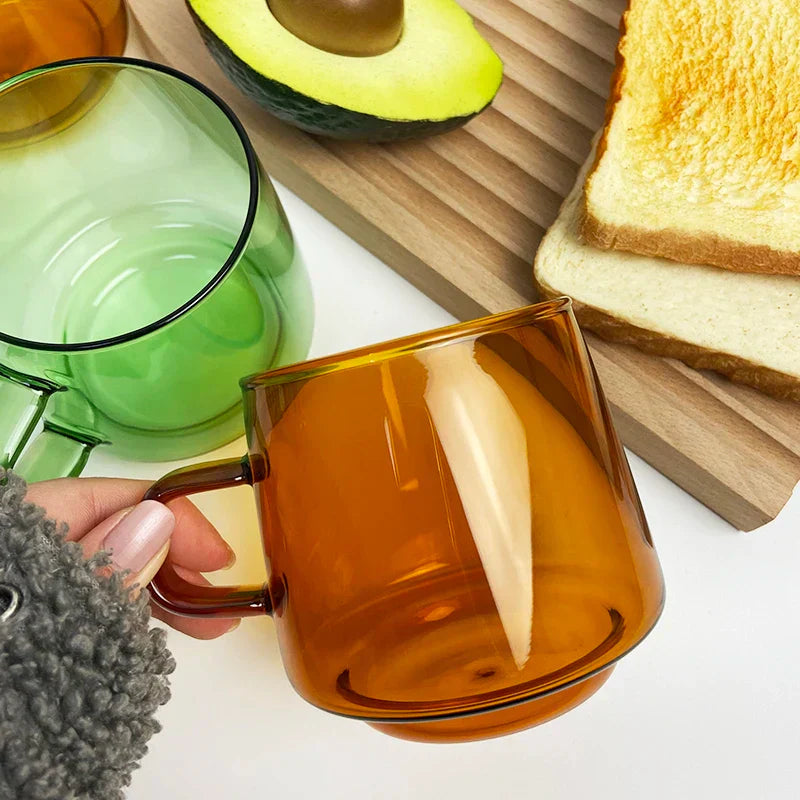 DecorBites™ Glass Coffee Mug: Colorful, Durable, Heat Resistant Cup for Tea, Juice, Milk