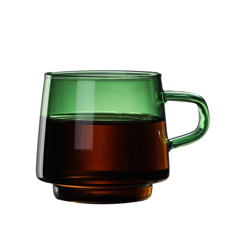 DecorBites™ Glass Coffee Mug: Colorful, Durable, Heat Resistant Cup for Tea, Juice, Milk