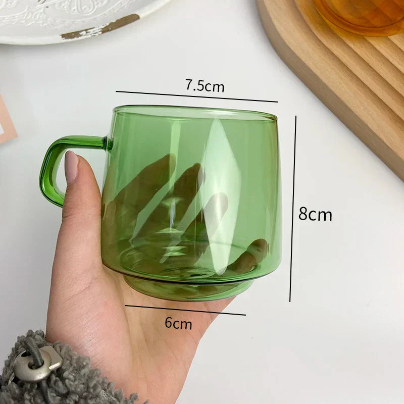 DecorBites™ Glass Coffee Mug: Colorful, Durable, Heat Resistant Cup for Tea, Juice, Milk